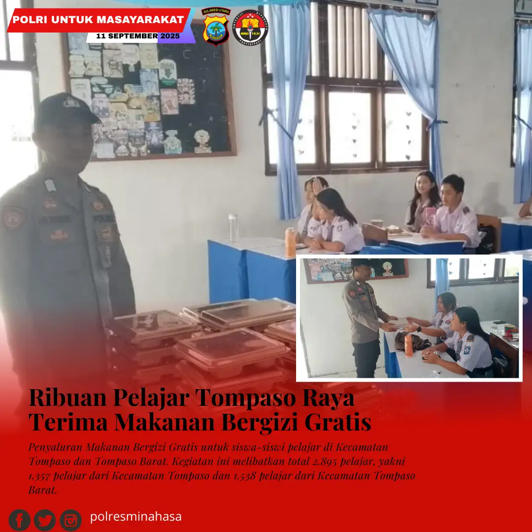 Ribuan Pelajar Tompaso Raya Terima Makanan Bergizi Gratis